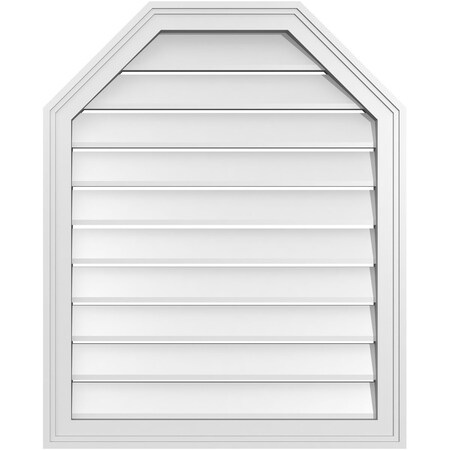 Ekena Millwork Octagonal Top Surface Mount PVC Gable Vent w/ 2"W x 1-1/2"P Brickmould Frame, 26"W x 32"H GVPOT26X3202SF